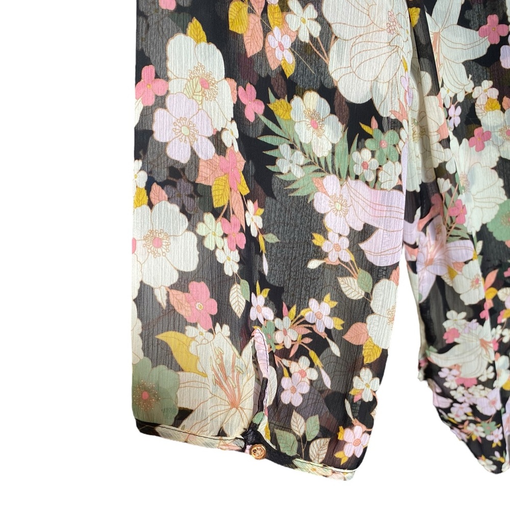 LC Lauren Conrad Floral Chiffon Peasant Top - Picture 7 of 8